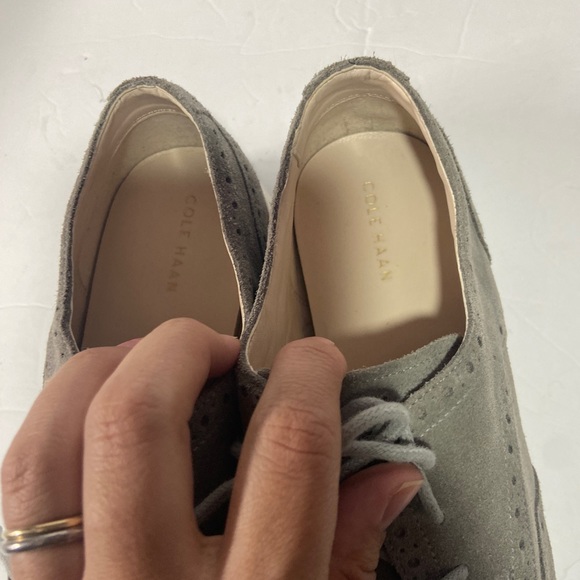 COLE HAAN Womens 9B Original Grand Wingtip II Lace Up Shoes Vapor Grey - Picture 7 of 9